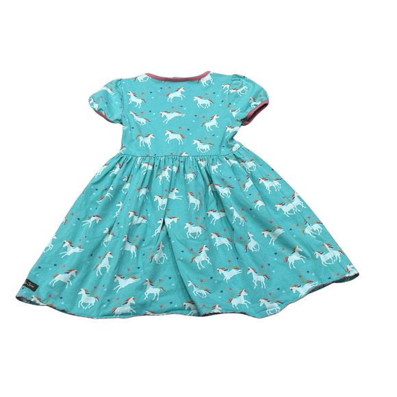 Matilda Jane Girls Size 4 Blue Unicorn Daydream Short Sleeve Lightweight Dress - Picture 2 of 8